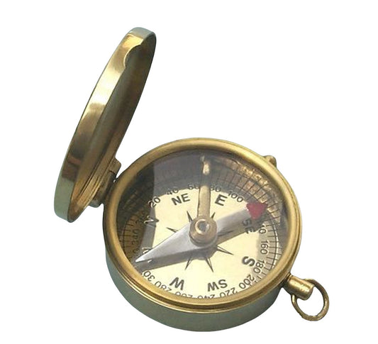 Antique Brass 1.75" Diameter Compass w/Optional Wood Case