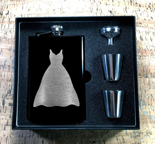 Custom Engraved Bride Flask on Matte Black 8oz Premium Stainless Steel Flask