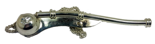 Brass and Copper OR Silver Plated Boatswain Whistle/Pipe with Chain and Storage Box with Anchor Inlay
