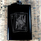 Custom Engraved Matte Black Blackjack Cards on 8oz Premium Stainless Steel Flask