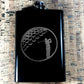 Custom Engraved Golf Ball on Matte Black 8oz Premium Stainless Steel Flask