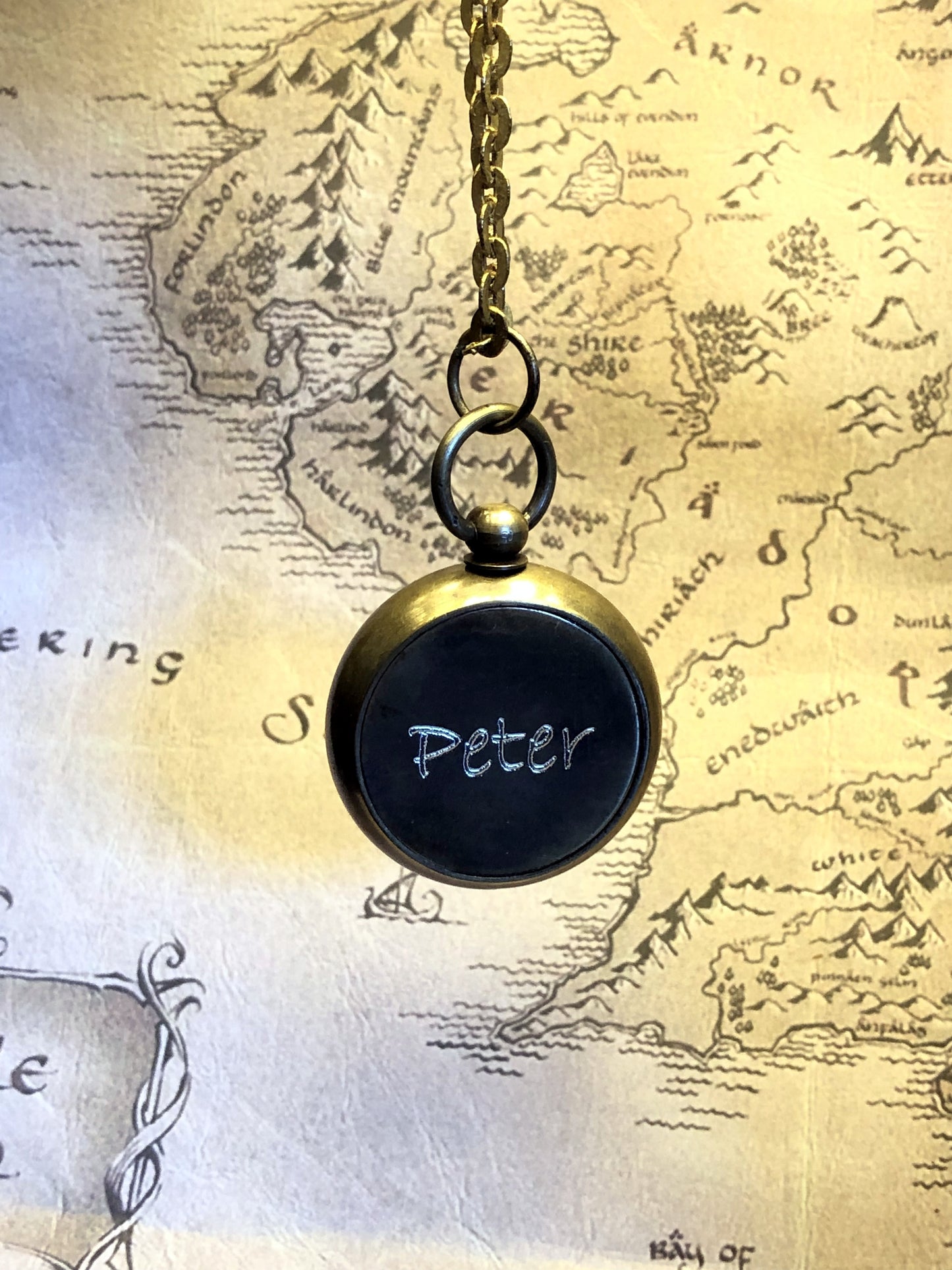Antique Solid Brass Nautical Reproduction Fully Functional Compass Necklace with Optional Custom Engraving