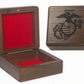 Made in the USA - US Marines Military Dog Tag Display Box with Optional Custom Engraved Plaque for Inside Lid (3 1/2" Square)